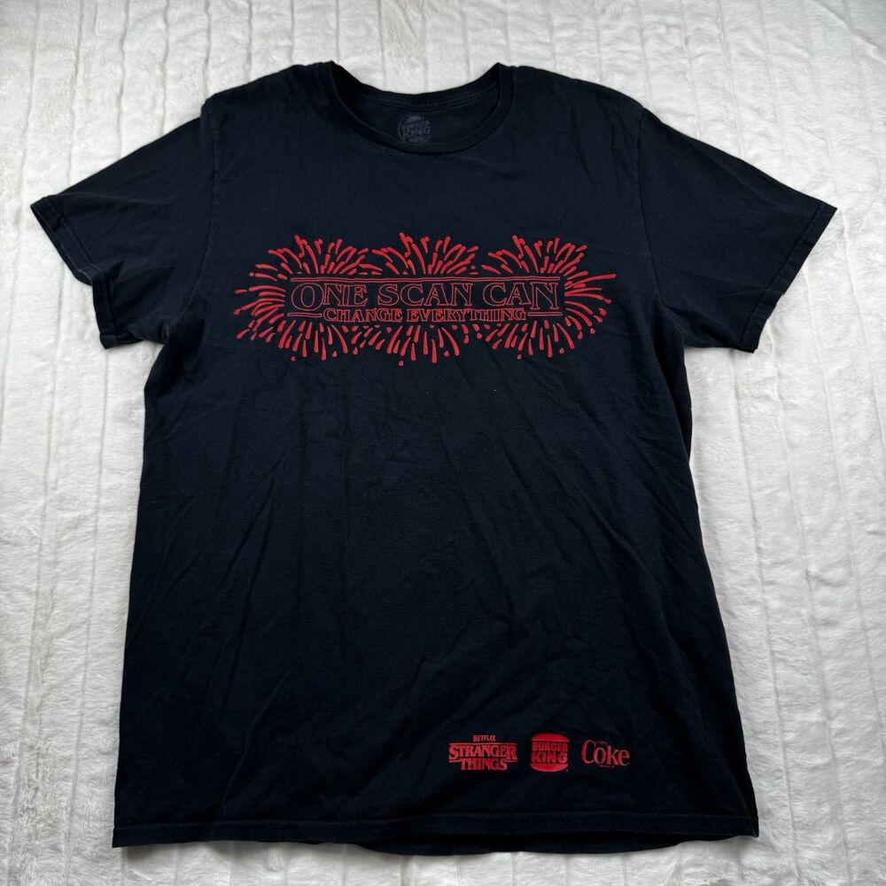Netflix Stranger Things Coke Burger King Promo T-Shirt Adult Large 2019 Black